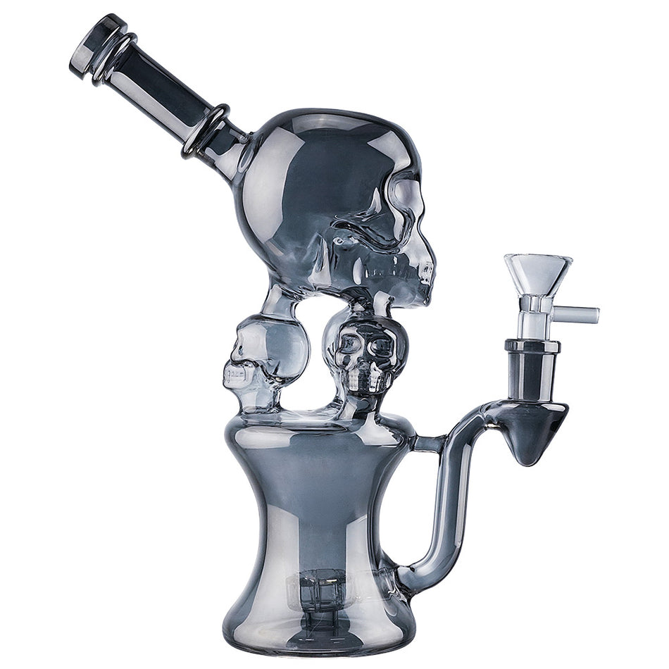 (WATER PIPE) 9.5" SKULL - CHROME