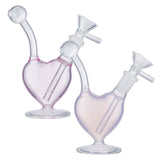 (WATER PIPE) 5.1" LOVE HEART - CLEAR PINK