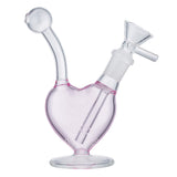 (WATER PIPE) 5.1" LOVE HEART - CLEAR PINK