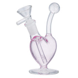 (WATER PIPE) 5.1" LOVE HEART - CLEAR PINK