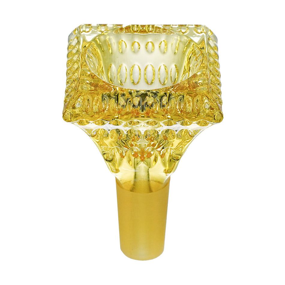 (BOWL) 14MM SQUARE AQUA DROP - YELLOW