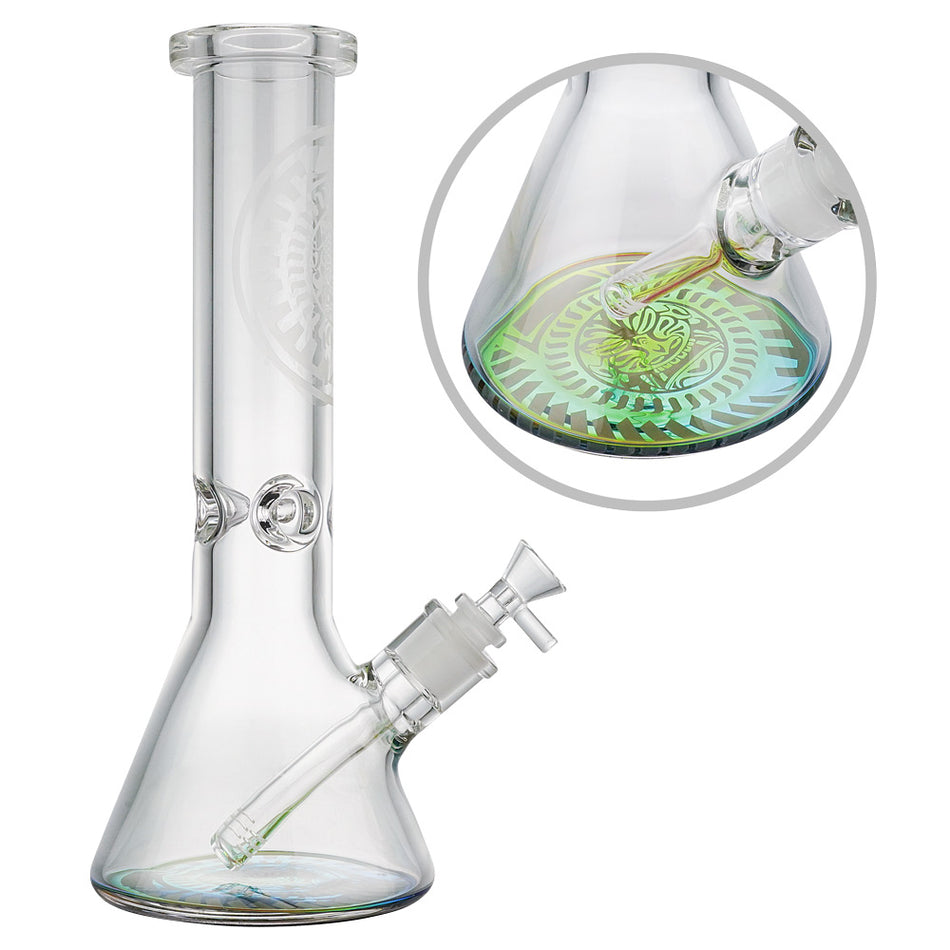 (WATER PIPE) 12" SAND BLASTED 9mm THICK BEAKER WITH RAINBOW - E