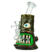 (WATER PIPE) 7" TREE FACE BIG MOUTH - GREEN GOLDEN RED