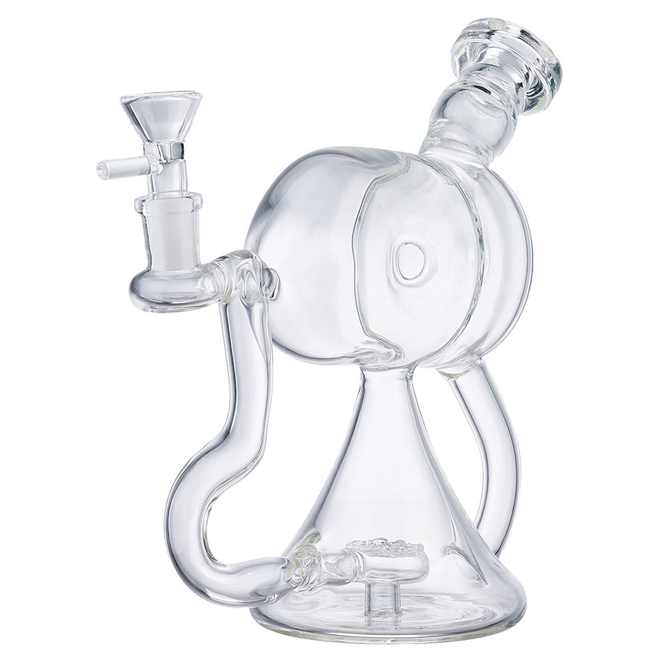 (WATER PIPE) 8" HIGH END "CAPSULE RECYCLER" - CLEAR