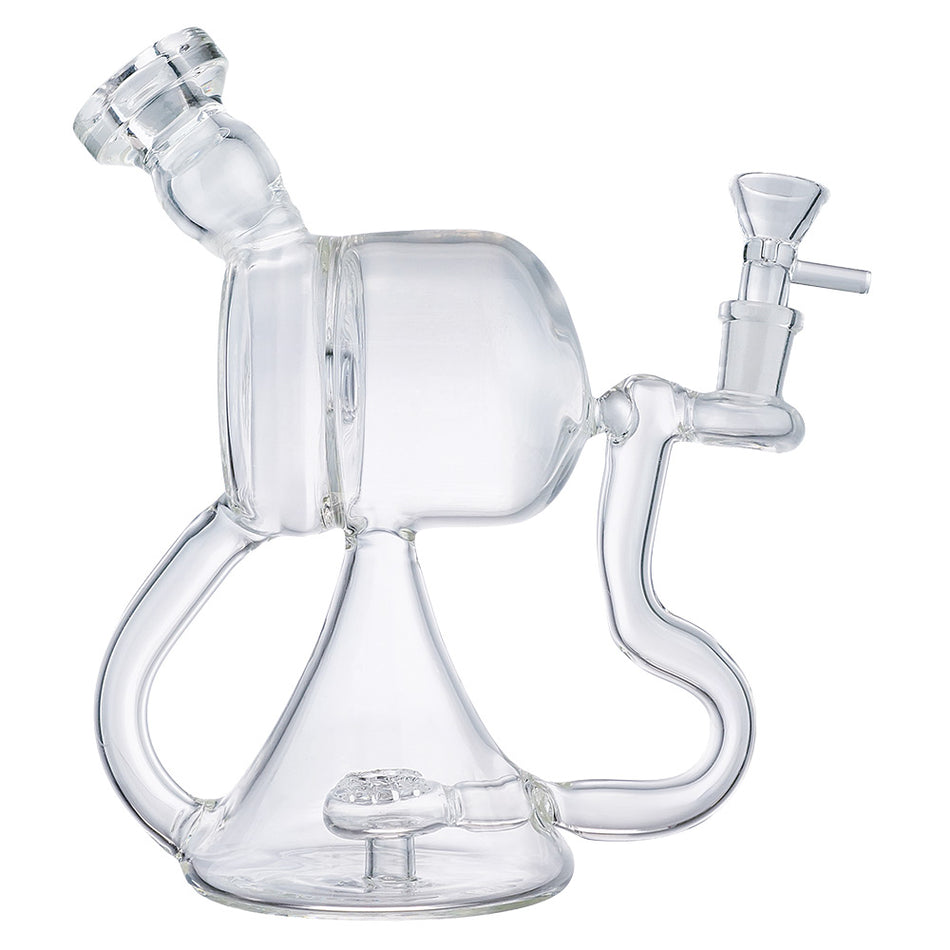 (WATER PIPE) 8" HIGH END "CAPSULE RECYCLER" - CLEAR