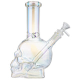 (WATER PIPE) 8.5" SKULL - CLEAR RAINBOW