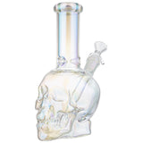 (WATER PIPE) 8.5" SKULL - CLEAR RAINBOW