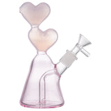 (WATER PIPE) 10" DOUBLE LOVE HEART - PINK