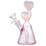 (WATER PIPE) 10" DOUBLE LOVE HEART - PINK