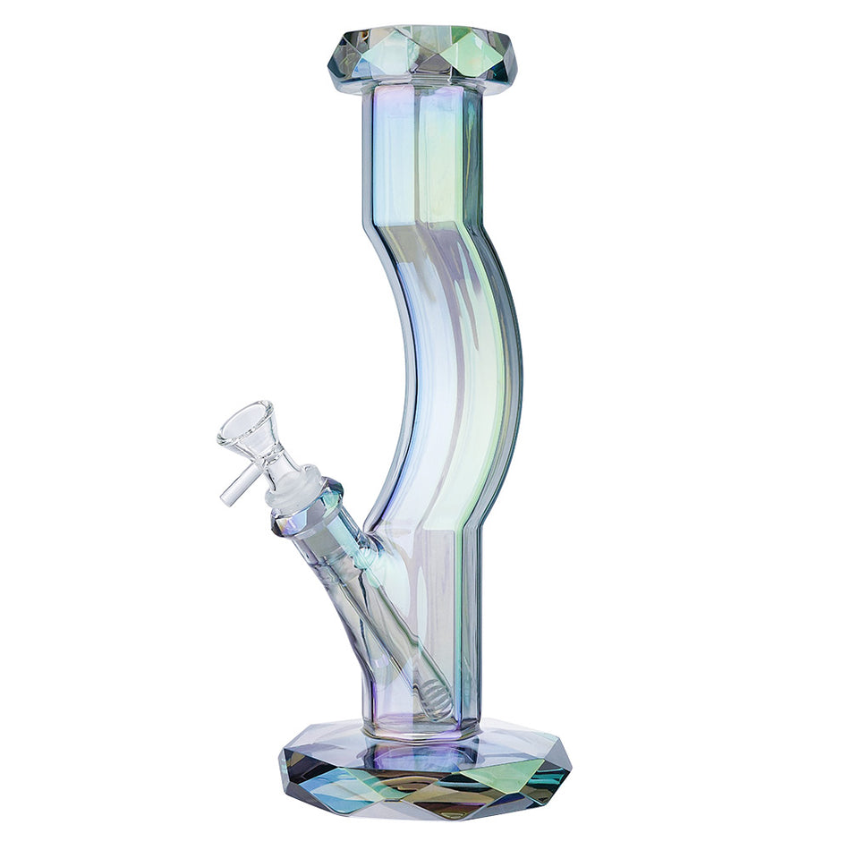 (WATER PIPE) 12" BENDED DIAMOND - CLEAR PURPLE