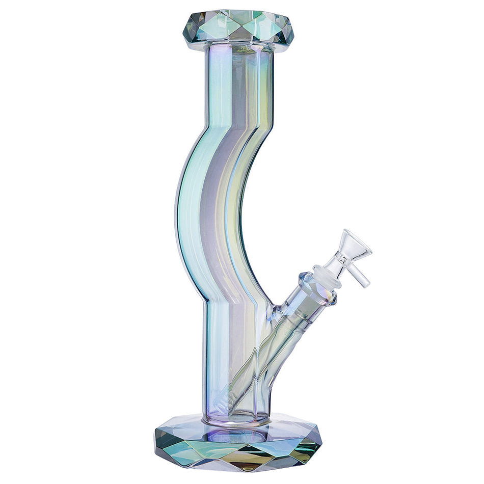 (WATER PIPE) 12" BENDED DIAMOND - CLEAR PURPLE