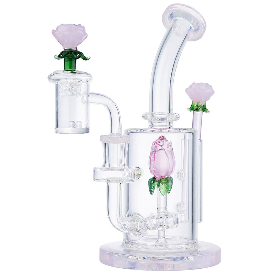(WATER PIPE) 8.5" ROSE SET - JADE PINK