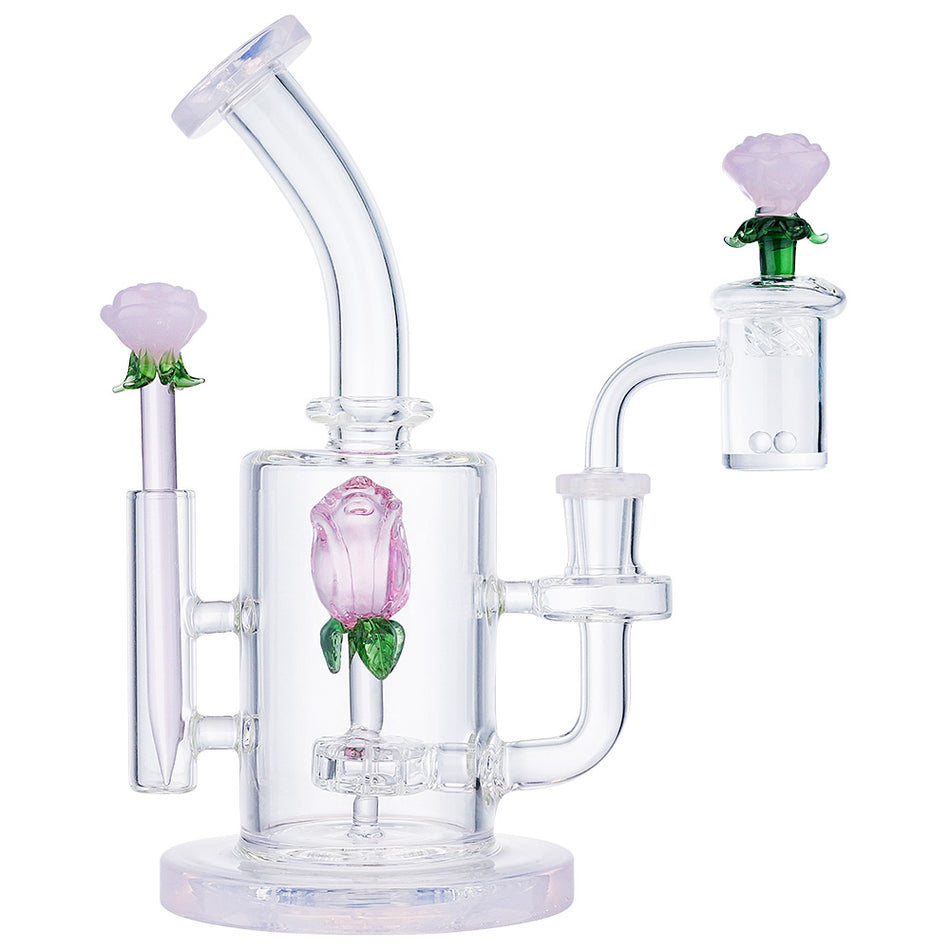 (WATER PIPE) 8.5" ROSE SET - JADE PINK