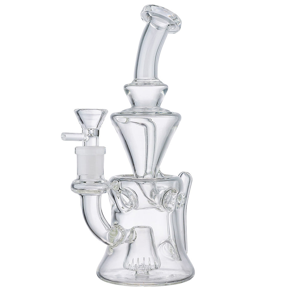 (WATER PIPE) 8" HIGH END "VORTEX RECYCLER" - CLEAR