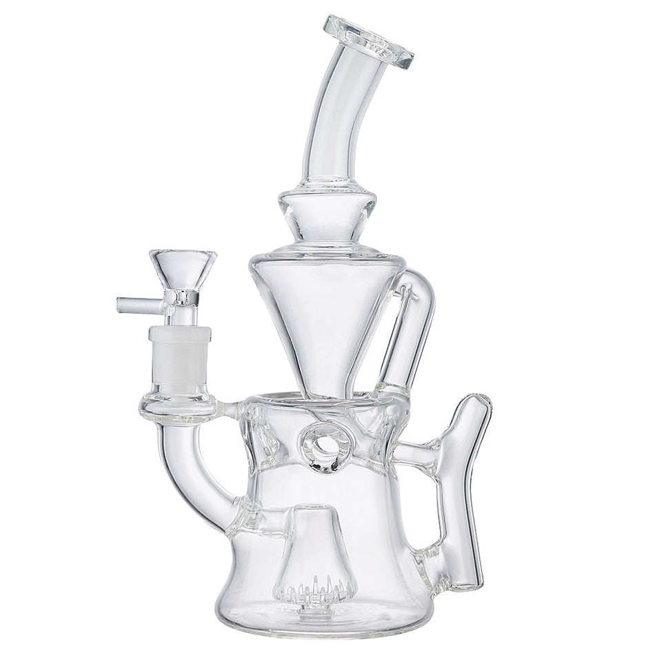(WATER PIPE) 8" HIGH END "VORTEX RECYCLER" - CLEAR