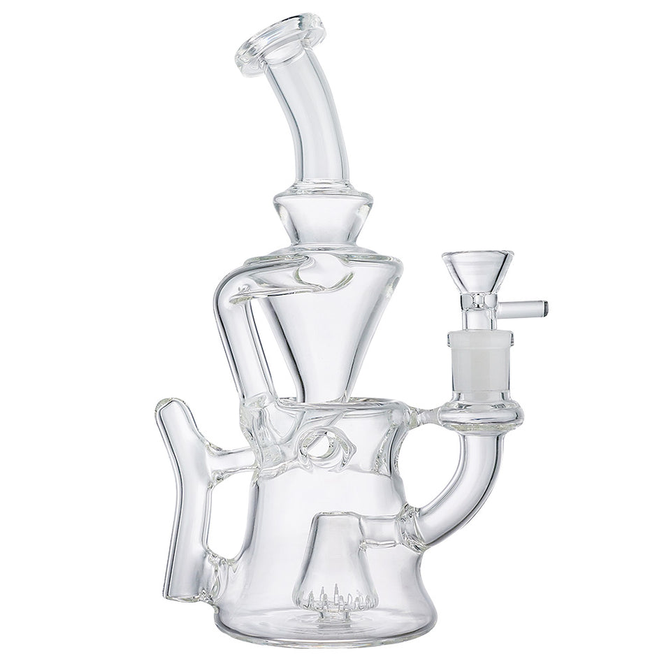 (WATER PIPE) 8" HIGH END "VORTEX RECYCLER" - CLEAR