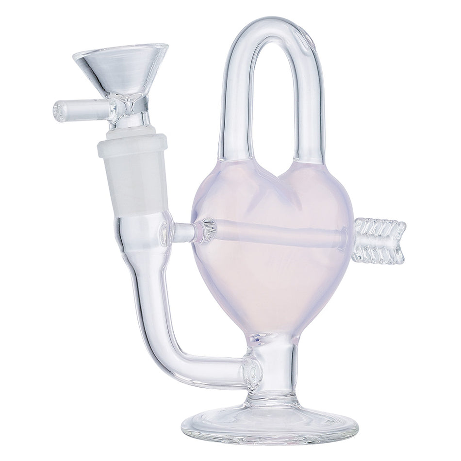 (WATER PIPE) 5.1" LOVE HEART WITH ARROW - JADE PINK