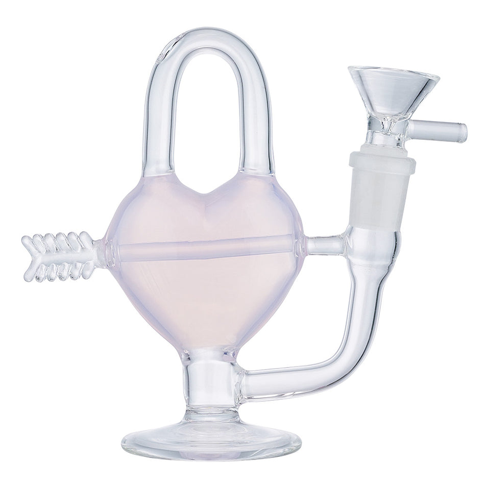 (WATER PIPE) 5.1" LOVE HEART WITH ARROW - JADE PINK