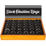 (RING) BLACK OBSIDIAN RINGS 36CT - ASSORTED