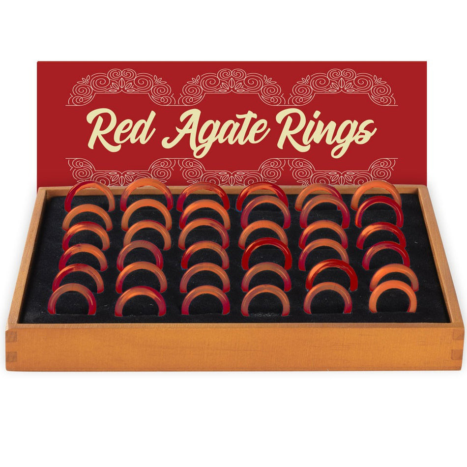 (RING) RED AGATE RINGS 36CT - ASSORTED