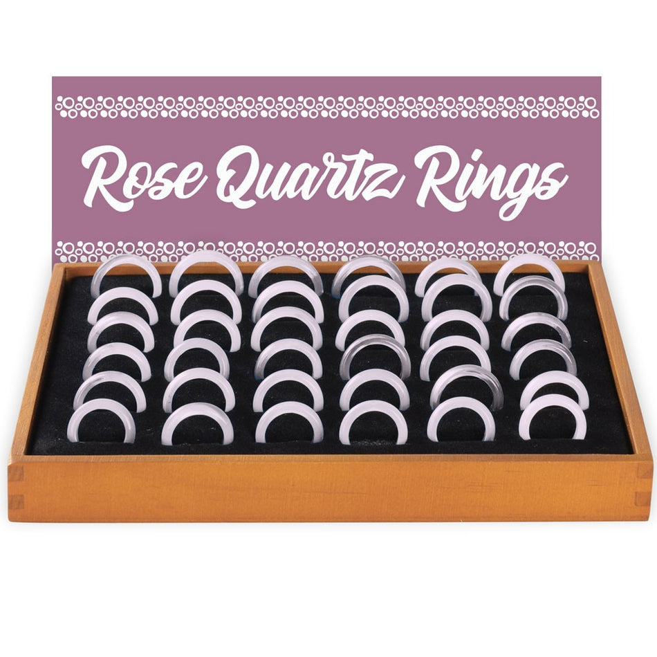 (RING) ROSE QUARTZ RINGS 36CT - ASSORTED