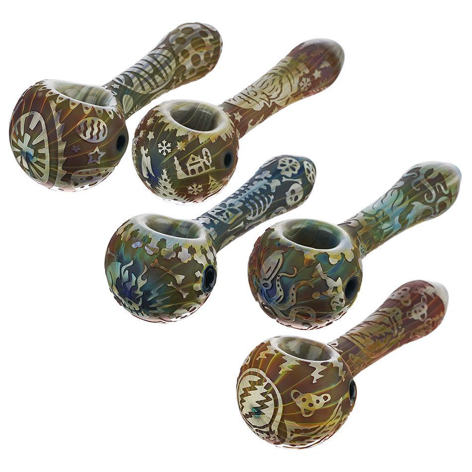 (HAND PIPE ) 4.5" DEEP ENGRAVED GOTHIC DESIGN - CROSS