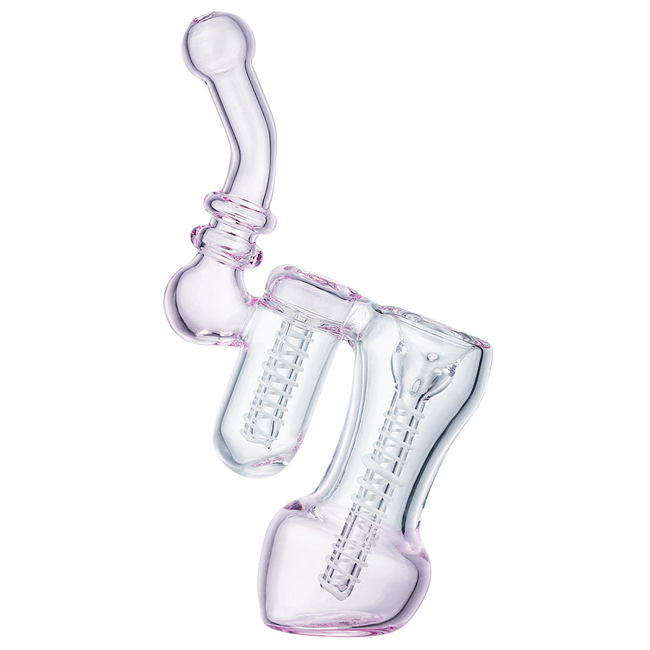 (BUBBLER) 6" DOUBLE CHAMBER SPIRAL - PINK