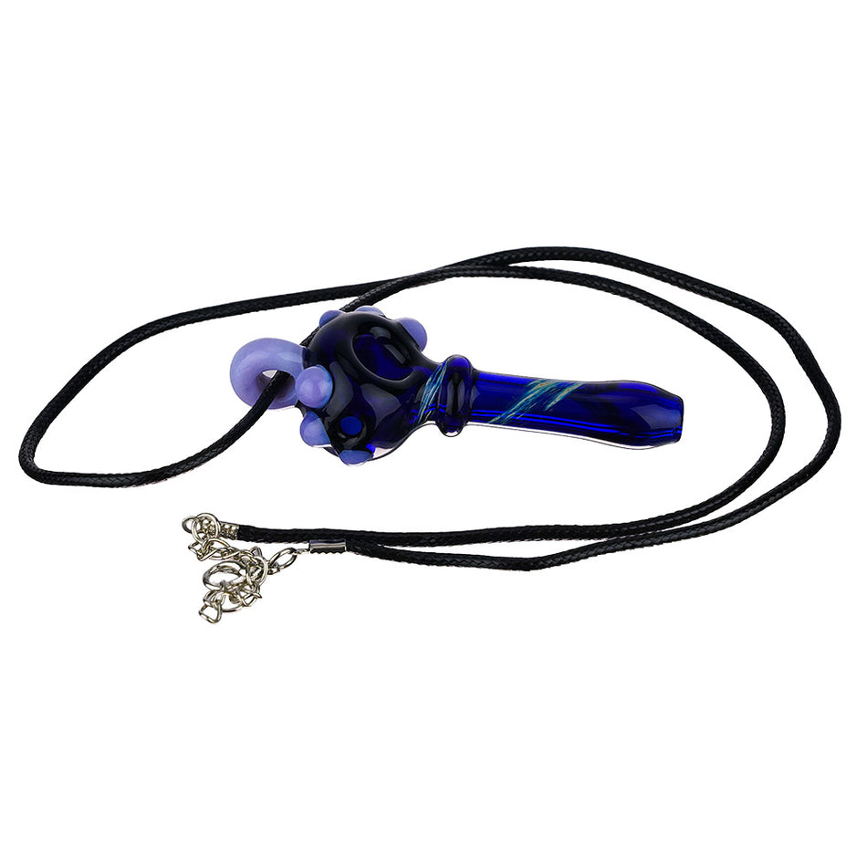 (HAND PIPE) 2.5" NECKLACE - BLUE