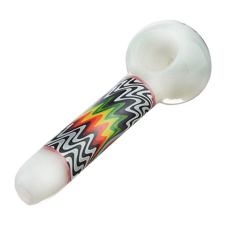 (HAND PIPE ) 3.75" ZIG WAG COLOR - WHITE