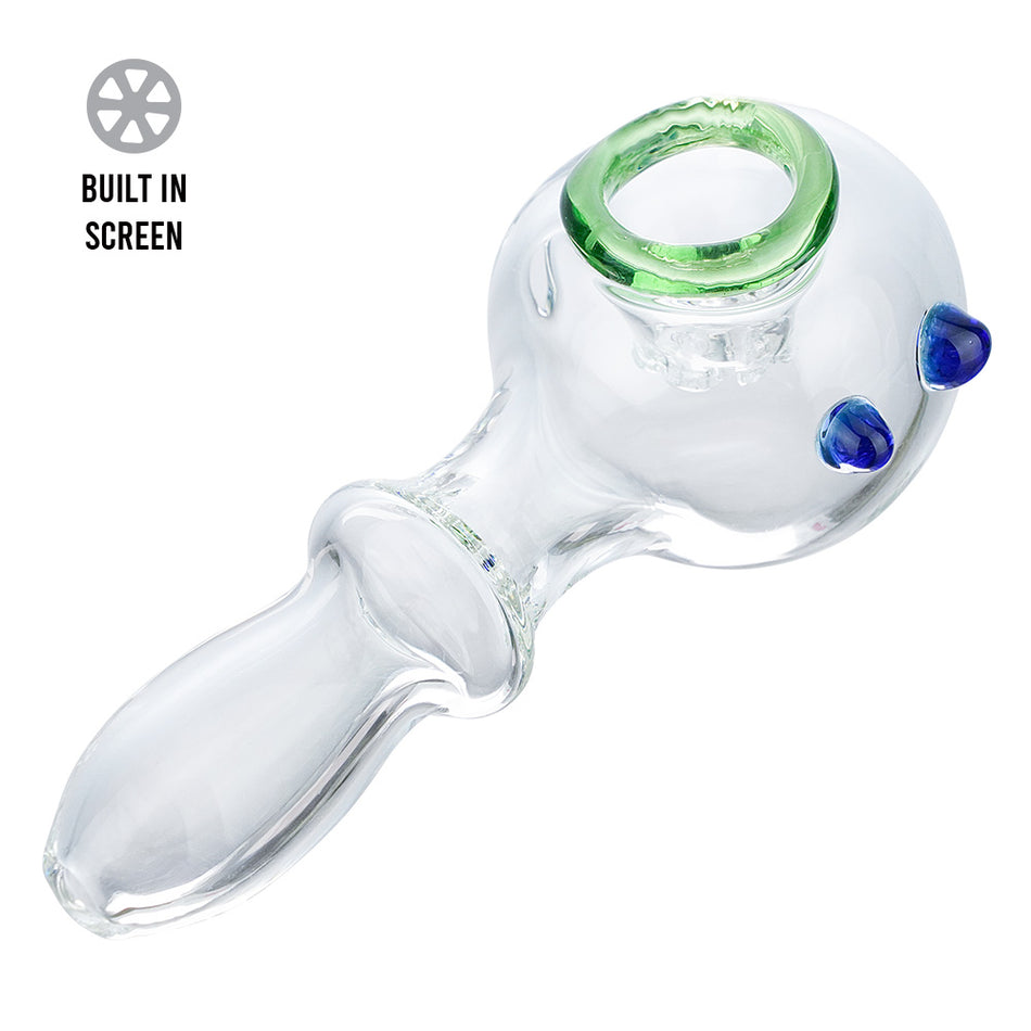 (HAND PIPE) 4" SPOON PIPE WITH BUILT IN SCREEN - GREEN