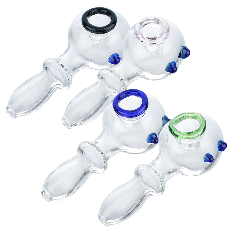 (HAND PIPE) 4" SPOON PIPE WITH BUILT IN SCREEN - BLUE