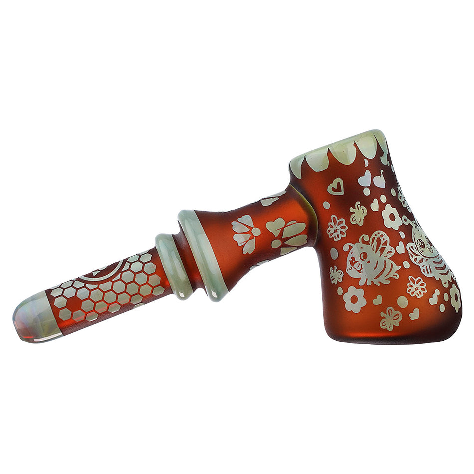 (HAND PIPE) 6" HONEYBEE HAMMER - AMBER