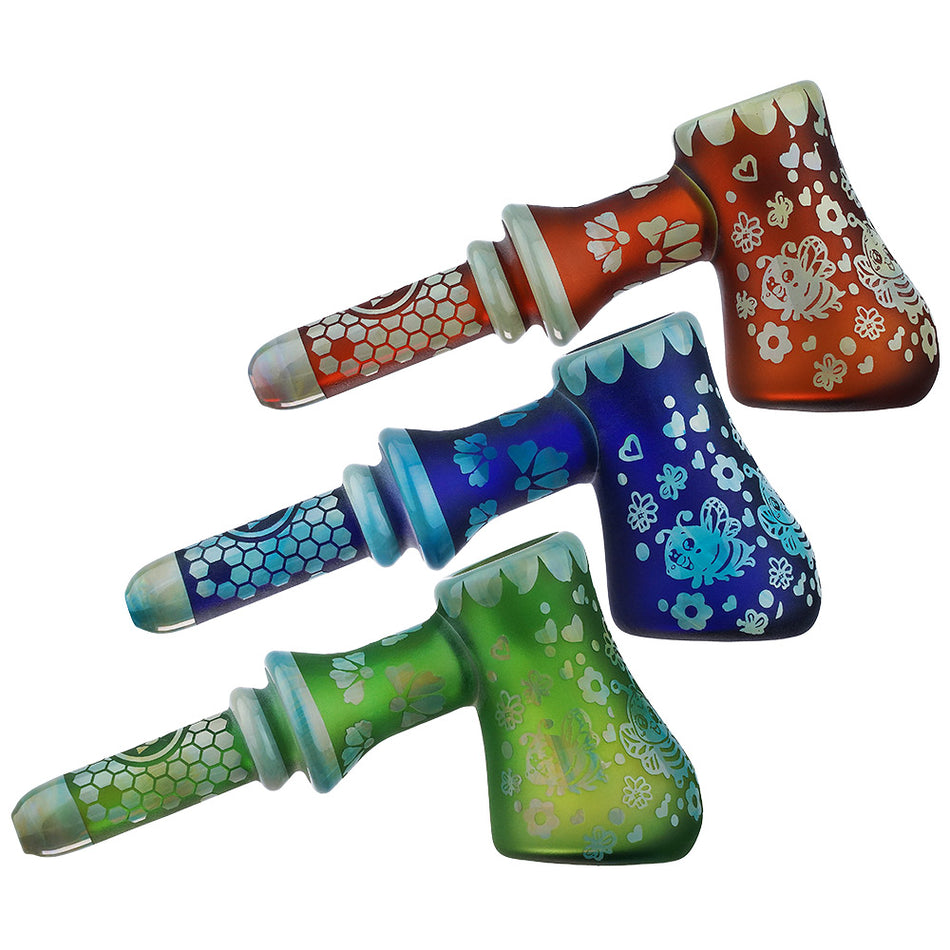 (HAND PIPE) 6" HONEYBEE HAMMER - AMBER