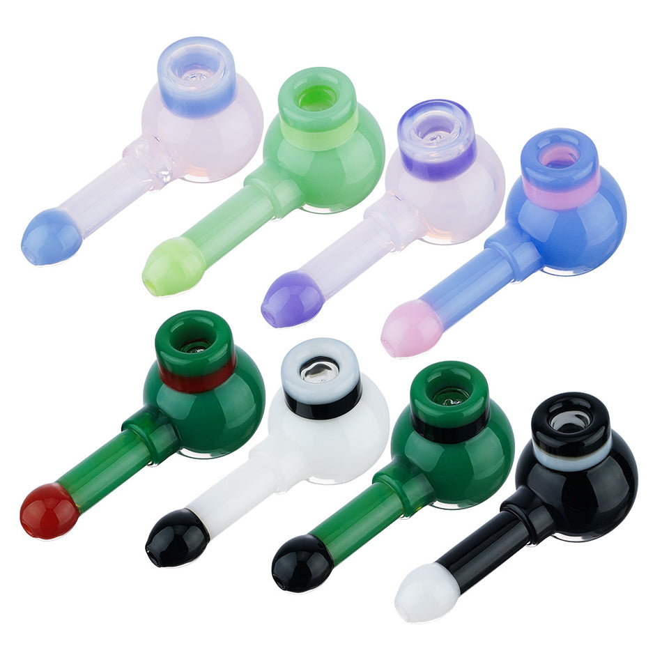 (HAND PIPE) 4.5" TWO TONE BUILT IN SCREEN - BLUE PINK