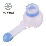 (HAND PIPE) 4.5" TWO TONE BUILT IN SCREEN - PINK BLUE