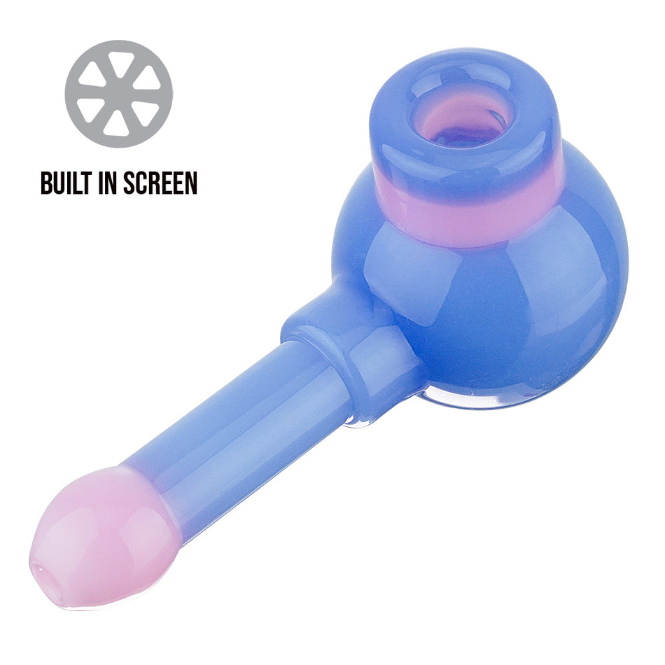 (HAND PIPE) 4.5" TWO TONE BUILT IN SCREEN - BLUE PINK