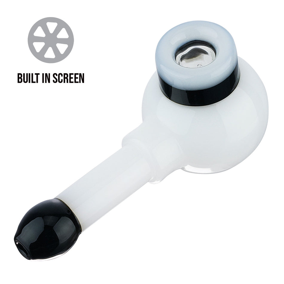 (HAND PIPE) 4.5" TWO TONE BUILT IN SCREEN - WHITE BLACK