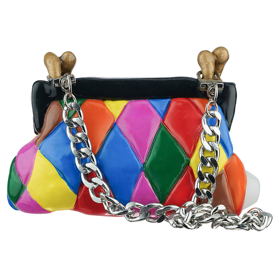 (HAND PIPE) 5.3" CLAY HAND BAG WITH CHAIN