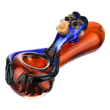 (HAND PIPE) 4.5" MONKEY ON BOWL - AMBER