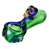 (HAND PIPE) 4.5" MONKEY ON BOWL - GREEN