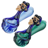 (HAND PIPE) 4.5" MONKEY ON BOWL - BLUE