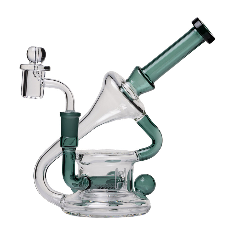 (RECYCLER) 7.5" HUMAN GRADE 45° TRIPLE MARBLE - LAKE GREEN