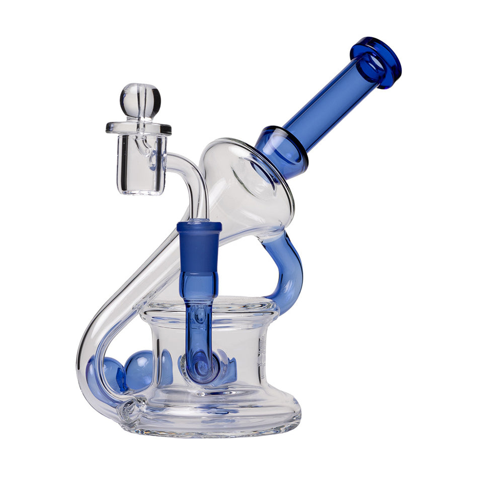 (RECYCLER) 7.5" HUMAN GRADE 45° TRIPLE MARBLE - LIGHT BLUE