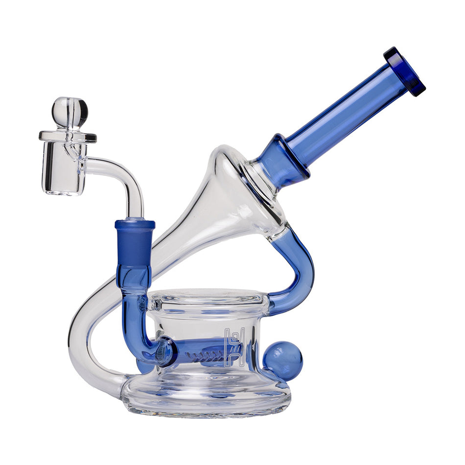 (RECYCLER) 7.5" HUMAN GRADE 45° TRIPLE MARBLE - LIGHT BLUE
