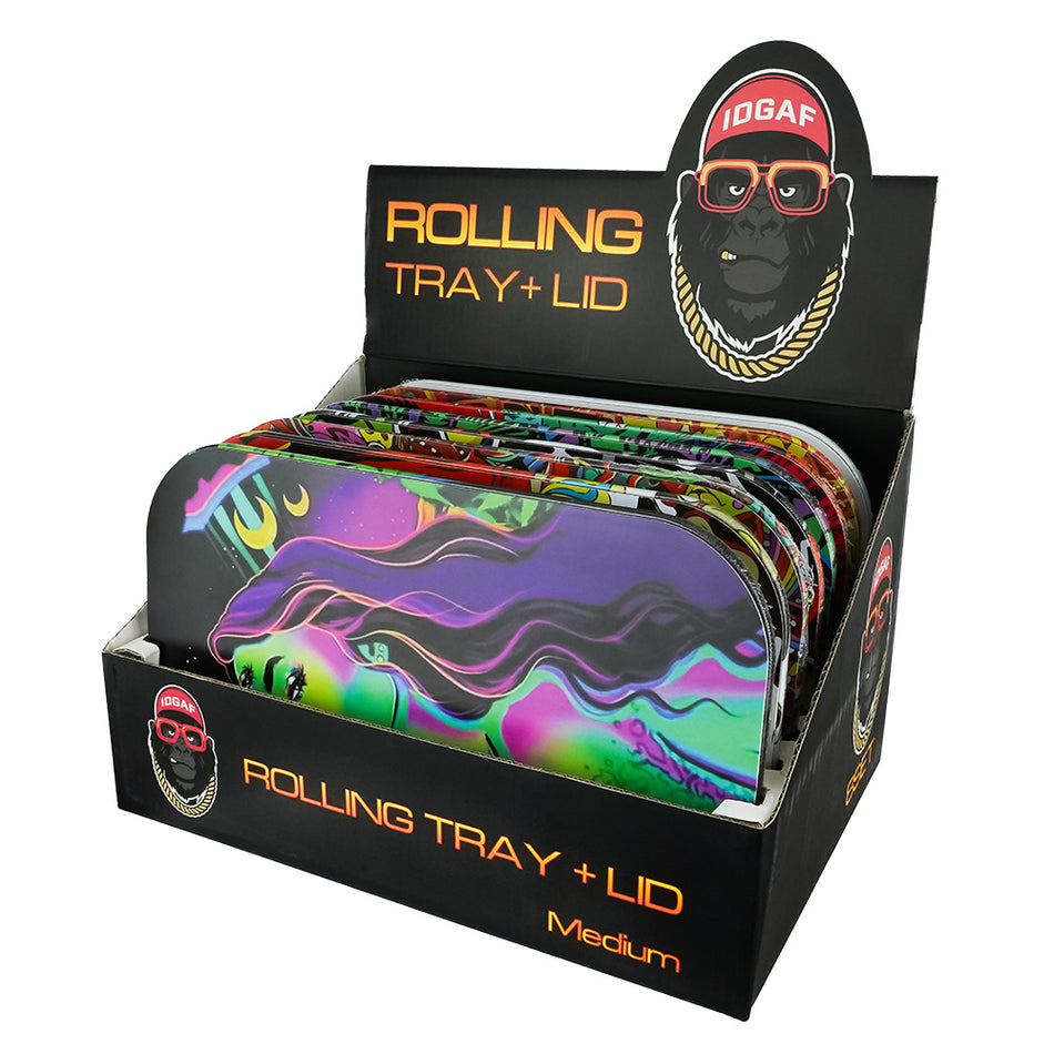 (TRAY) IDGAF METAL TRAY WITH MAGNET LID MEDIUM 8CT - MT400