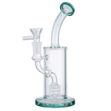 (WATER PIPE) 9" HEAVY SPRINKLE PERC - CLEAR TEAL