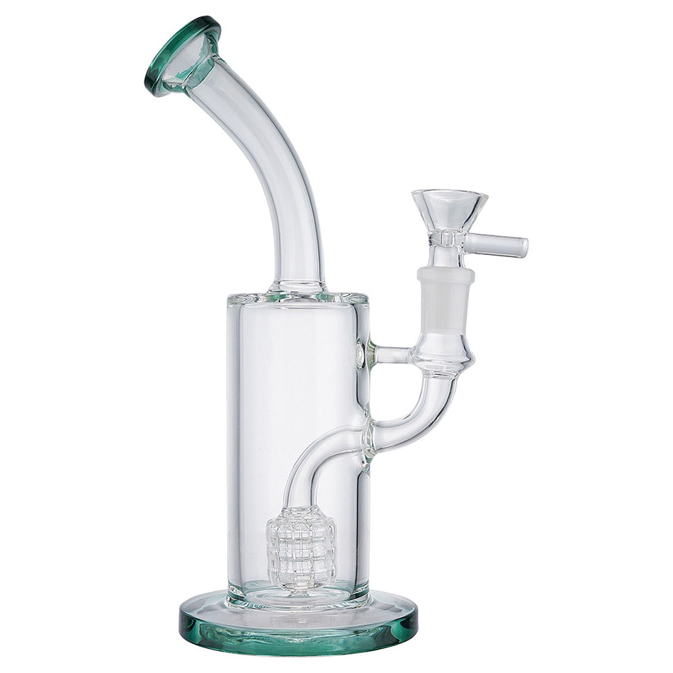(WATER PIPE) 9" HEAVY SPRINKLE PERC - CLEAR TEAL