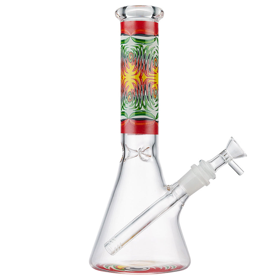 (WATER PIPE) 10" GLOW PSYCHEDELIC WAVE - RED