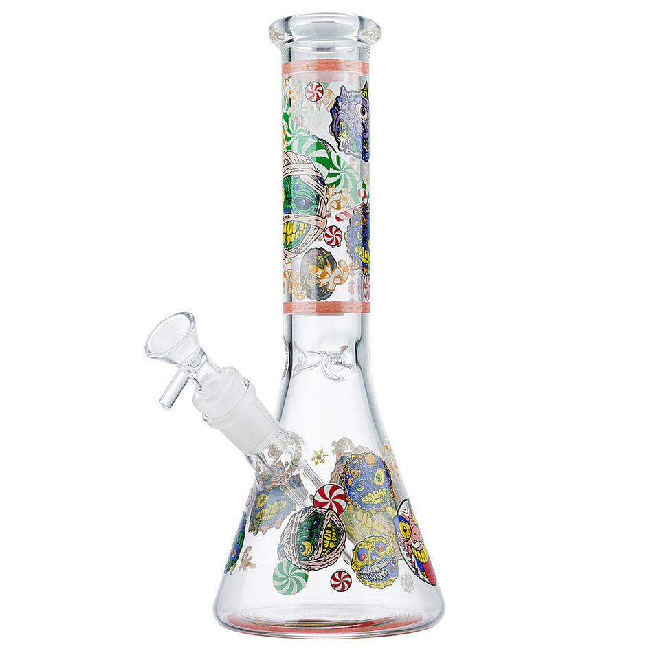 (WATER PIPE) 10" GLOW BEAKER CANDY RUSH - D