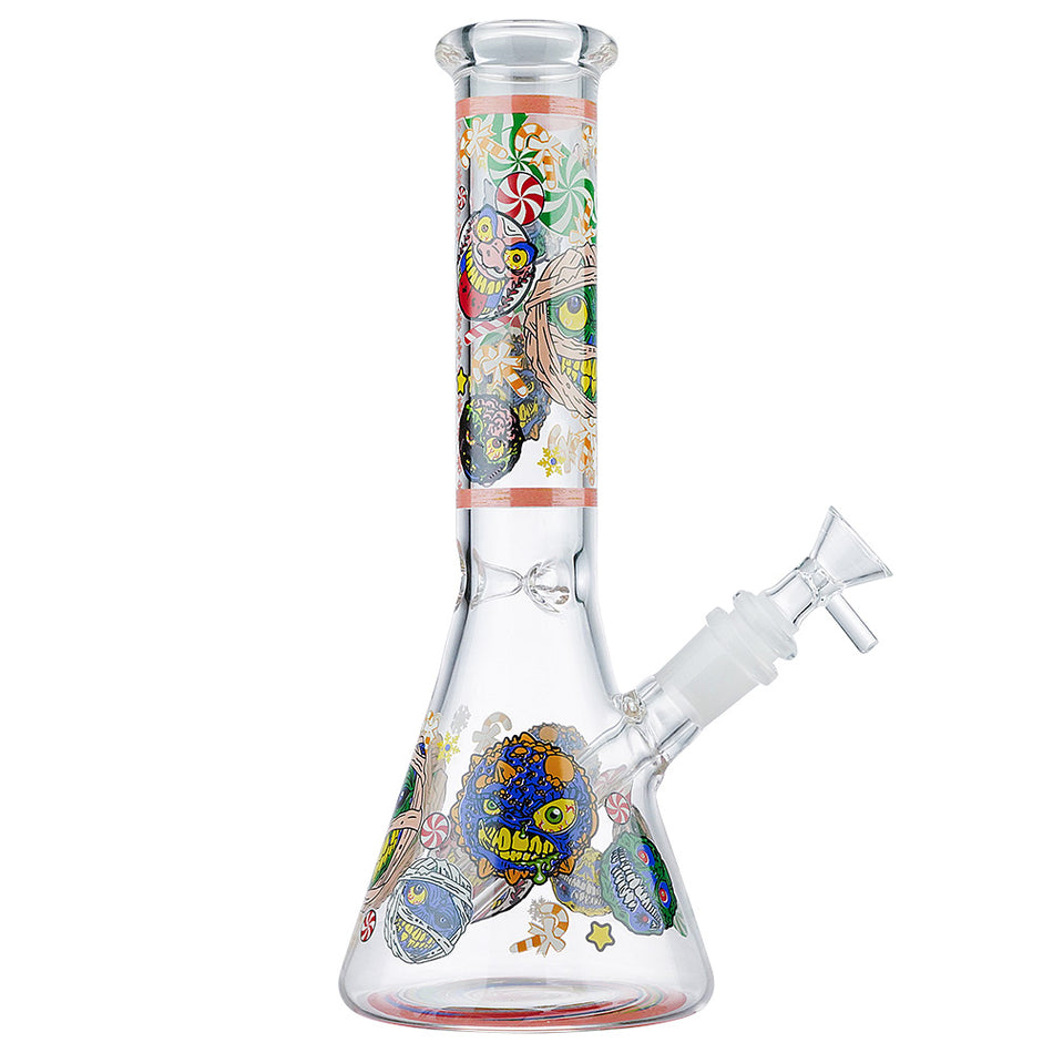 (WATER PIPE) 10" GLOW BEAKER CANDY RUSH - D